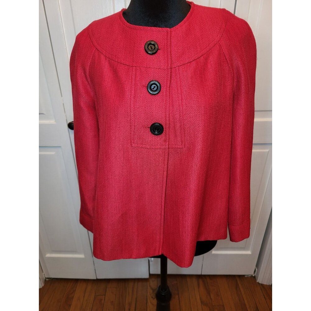Perceptions Petite Red Swing Tailored Jacket 14P Twee Retro Old Money Ladylike